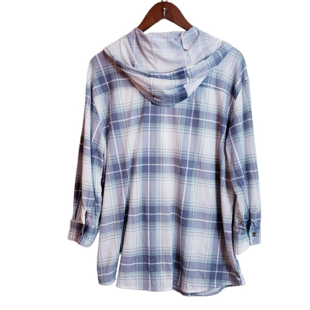 Eden & Olivia Womens XLarge Plaid Flannel Roll Sleeve Lightweight Button Up - Picture 7 of 12